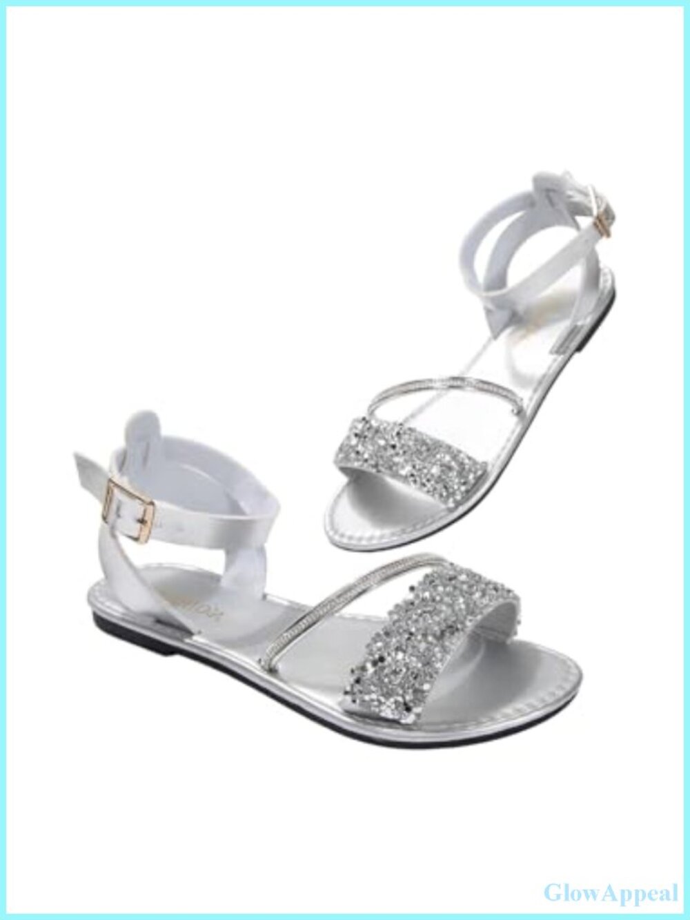 Women's Sparkly Rhinestone Flat Sandals Glitter Bling